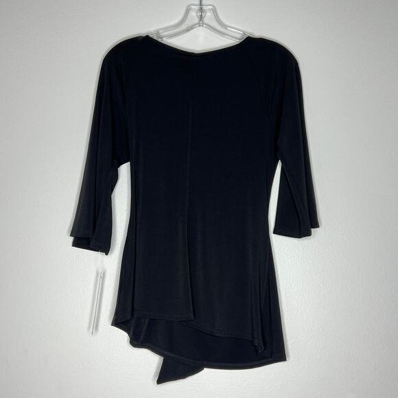 IC Connie K Asymmetrical Knot Front Blouse Minimal Career Office Cruise Travel - Picture 2 of 7